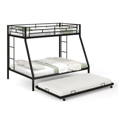 Ecooso - Twin Over Full Bunk Bed with Trundle for Guest Room - Black-Front_Standard 