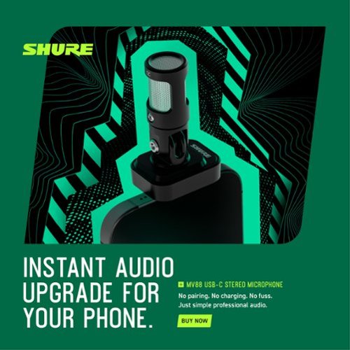 Shure MV88 USB-C iPhone Microphone for Portable Podcasting, Live Streaming, Music Recording - Black GLOBAL SHIPPING