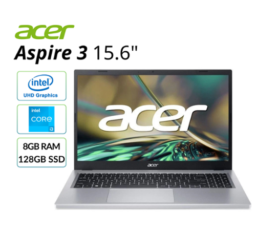 Acer - Refurbished Excellent - Aspire 3 - 15.6" Laptop Intel Core i3-N305 1.80GHz 8GB RAM 128GB SSD Windows 11 Home - Pure Silver-Front_Standard 