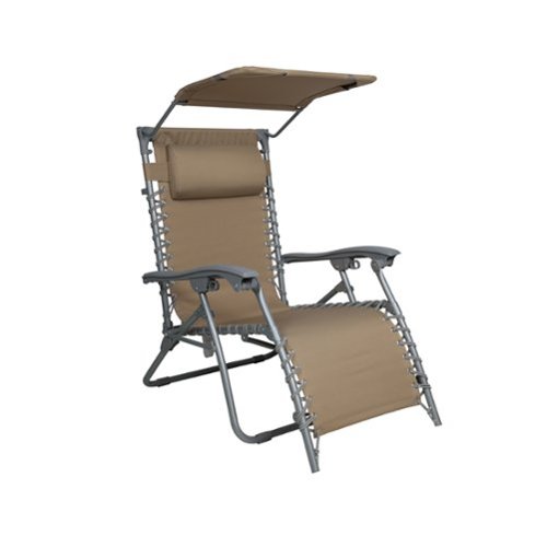 Bliss - Gravity Free Beach Chair w/ Pillow & Canopy - Taupe-Front_Standard 