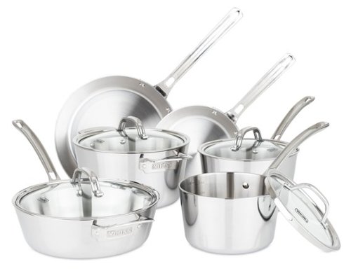 Viking - Contemporary 3 Ply 10 Piece Cookware Set- Mirror - Stainless Steel-Angle_Standard 