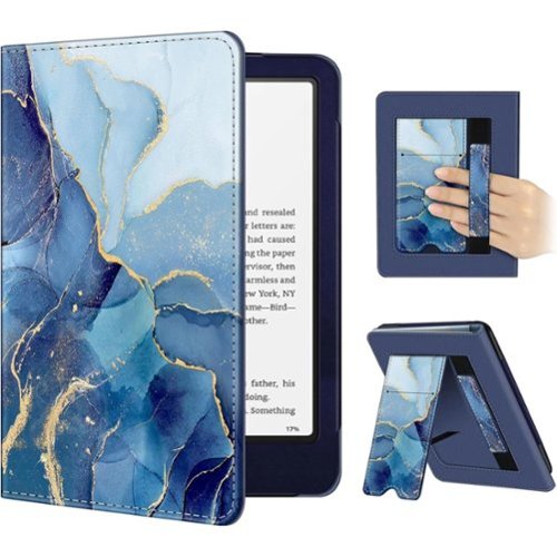 Kitcheniva - 7" Kindle Paperwhite Case 12th/11th Gen 2024/2021 Foldable Stand Cover - Ocean Marble-Front_Standard 