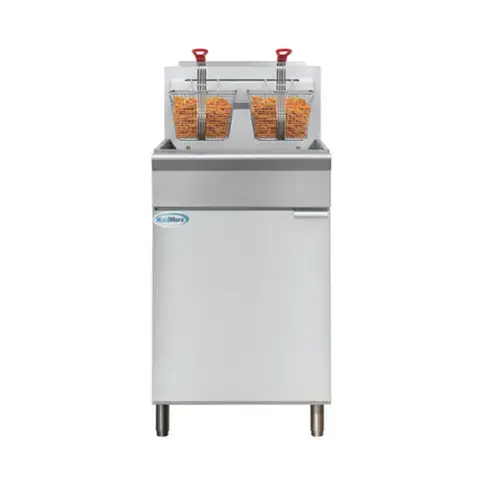 Front. Koolmore - 75 lb. Floor Standing Liquid Propane Commercial Fryer with 150,000 BTU in Stainless-Steel, ETL Listed (KM-FDF75-LP) - Silver.