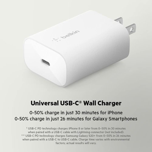 Belkin USB-C PD 3.0 PPS Wall Charger 25W - White WORLDWIDE DELIVERY