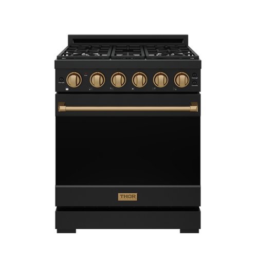 Gordon Ramsay Series by Thor Kitchen 4.55 Cu. Ft Freestanding Gas Range with Bronze Hardware - Black