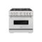 ZLINE - 36 in. Classic Dual Fuel Satin Steel Range w/ 6 Brass Burners & Convection Oven (CDRS-BR-36) - Stainless Steel-Front_Standard 