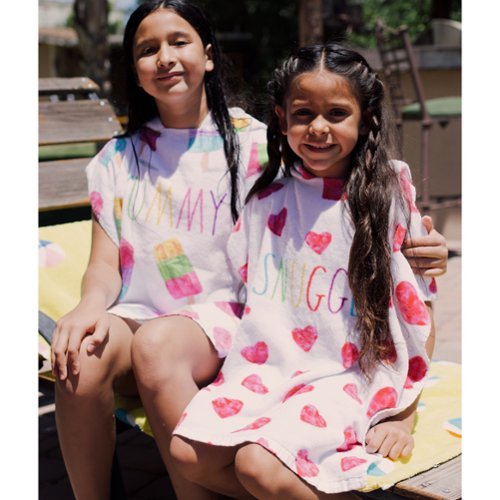 Salus Brands, LLC Rae Dunn: Yummy Kids Hooded Towel & 12 Beach Ball - Popsicle 48x 24 Poncho, Cotton Terry Beach Cover Up, Toddler 3+ WORLDWIDE DELIVERY