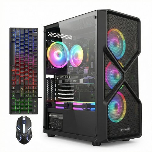 STGAubron - Gaming PC Computer Desktop, GeForce RTX2060 Super 8G, Intel Core I7 8th up to 4.1GHz, 16G DDR4, 1T SSD, WIN11H - Black-Front_Standard 