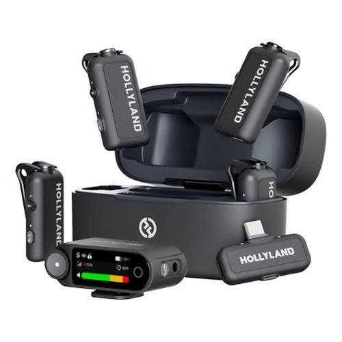 HOLLYLAND - LARK MAX 2 Combo 4-Person Wireless Microphone System for Cameras and Mobile Devices (Space Gray, 2.4 GHz) - Black-Front_Standard 