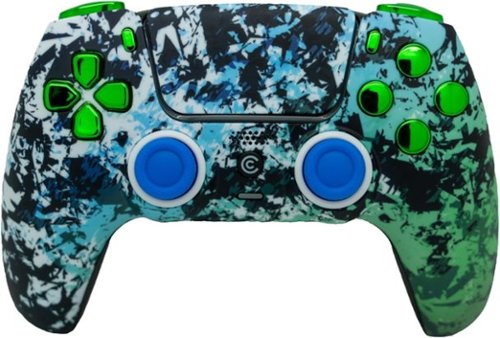Custom Controllerzz - Custom Wireless Controller for PS5 - Polar Pixel & Green Chrome Inserts-Front_Standard 