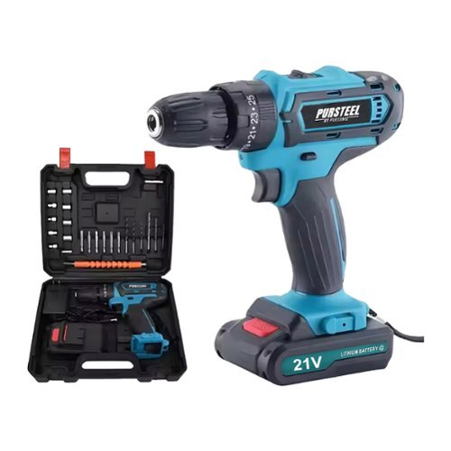 Pursonic - 21V Rechargeable Cordless Drill 24 Piece Set: Compact Power for Home & DIY Projects-Front_Standard 