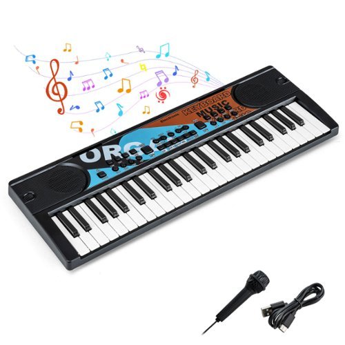 Costway - 49 Keys Portable Electric Keyboard Piano with 8 Rhythms, 8 Tones & 10 Demos - Black-Front_Standard 