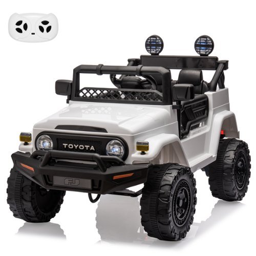 GARVEE - 12V Official Toyota Ride On Truck for Kids, Electric Vehicle w/ Remote, LED Lights, Music, EVA Tires, Safety Belt - White-Front_Standard 
