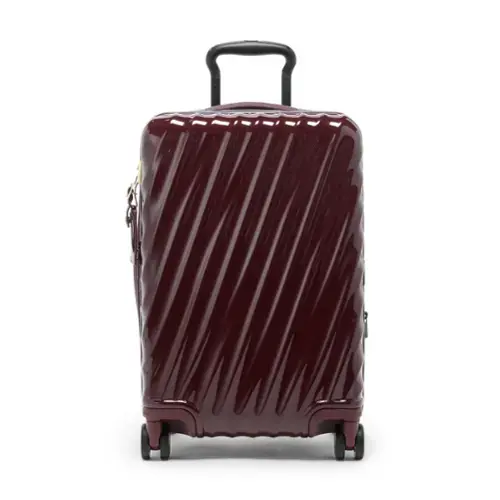 Front. TUMI - 19 Degree International 22" Expandable 4-Wheeled Carry On Suitcase - Wine.