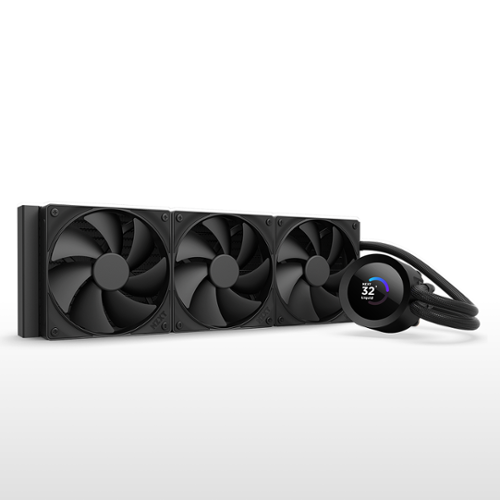 NZXT - Kraken Plus 360mm Radiator CPU Liquid Cooler (3 x 120mm F120P Fans) with 1.54" Square LCD - Black