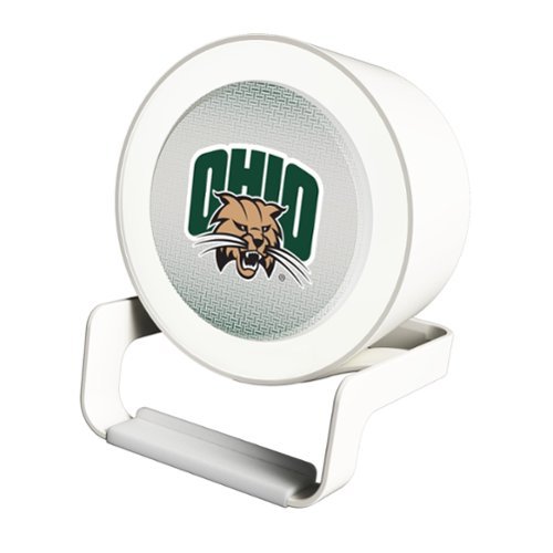 Keyscaper - Ohio Bobcats Linen Print Nightlight Charger & Bluetooth Speaker - White-Front_Standard 
