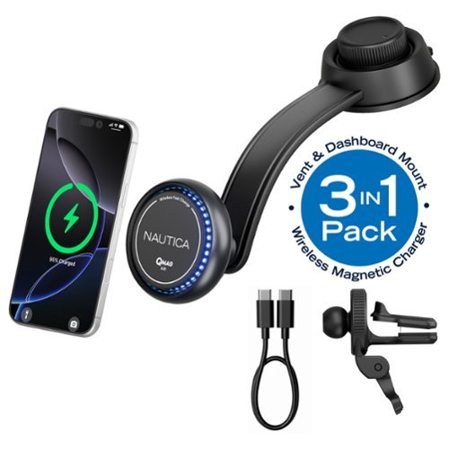 Nautica - Turan QMAG Air Wireless Magnetic Car Charger 15W with Cooling Fan, Ambient Light for iPhone, Samsung and More - Black-Front_Standard 