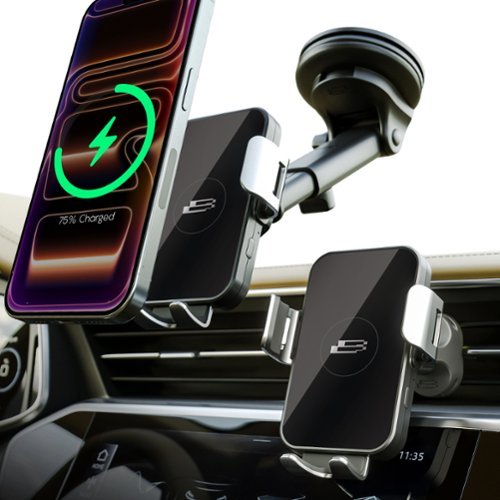 Bracketron - PwrUp Qi Automatic Dash / Window / Vent Mount for Most Cell Phones - Black-Front_Standard 