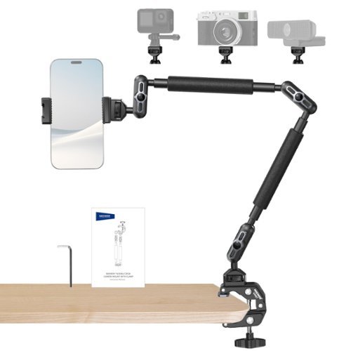 Neewer - 22" Magic Arm with C-Clamp - Adjustable Overhead Mount for Camera, Light, Mic & Phone on Desk - Black-Front_Standard 