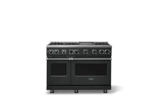 Front. Viking - 48"W. 7.3 Cu. Ft. Freestanding Sealed 6 Burner LP Gas Range/Griddle  - Antique Bronze - Antique Bronze.