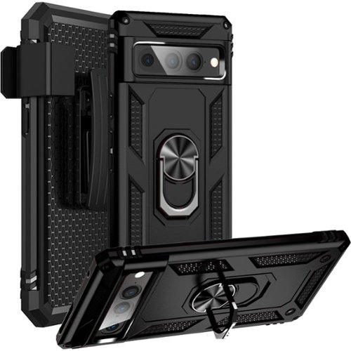 SaharaCase Military Kickstand Series with Belt Clip Case for Google Pixel 7 Pro - Black GLOBAL SHIPPING