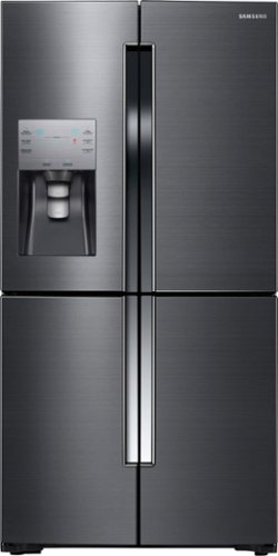  Samsung - 22.5 cu. ft. 4-Door Flex French Door Counter Depth Refrigerator with Convertible Zone - Black Stainless Steel