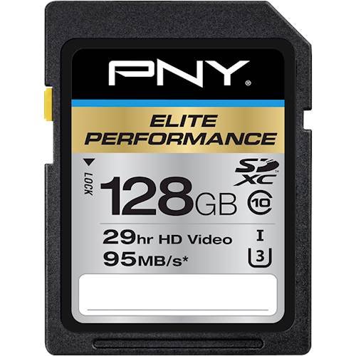 PNY - 128GB Elite Performance Class 10 U3 SDXC Flash Memory Card-Front_Standard 