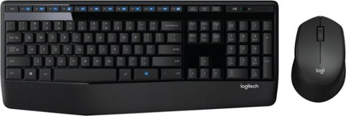  Logitech - MK345 Wireless Ergonomic Membrane Keyboard and Mouse Bundle for PC - Black/blue