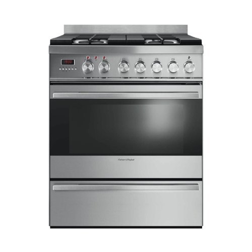 Fisher & Paykel - 3.6 Cu. Ft. Self-Cleaning Freestanding Dual Fuel Convection Range - Brushed stainless steel/black glass