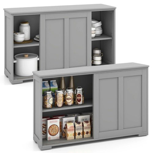 Costway Stackable Buffet Sideboard Set of 2 with Sliding Doors & Adjustable Shelf - Gray