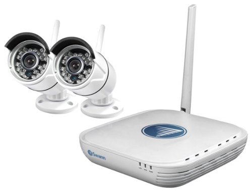  Swann - 4-Channel, 2-Camera Indoor/Outdoor Wireless High-Definition DVR Surveillance System - White