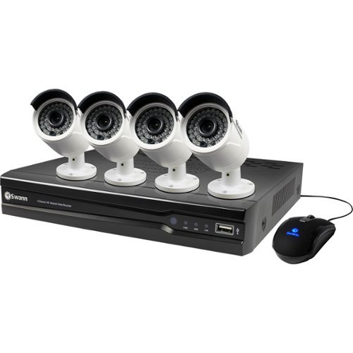  Swann - 8-Channel, 4-Camera Indoor/Outdoor High-Definition DVR Surveillance System - Black