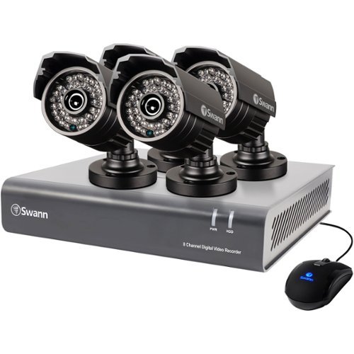  Swann - 8-Channel, 4-Camera Outdoor Wired 500GB DVR Surveillance System - Black