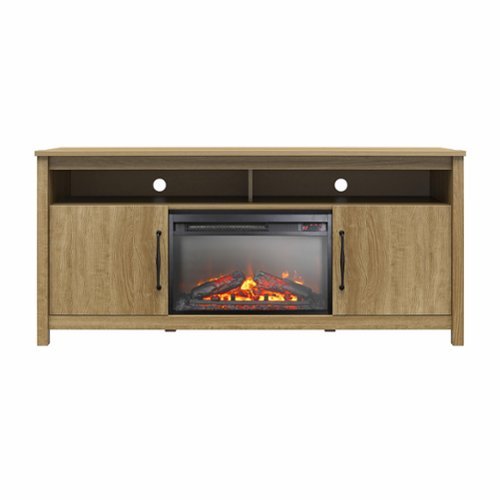 Ameriwood Home - Augusta Electric Fireplace and TV Console for TVs up to 65” - Natural-Front_Standard 