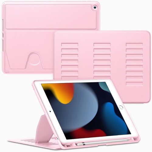 VIKESI - Magnetic Case for iPad 10.2" 7th/8th/9th Gen, Shockproof, Pencil Holder, Auto Wake/Sleep, Multi-Angle Stand - Pink-Front_Standard 