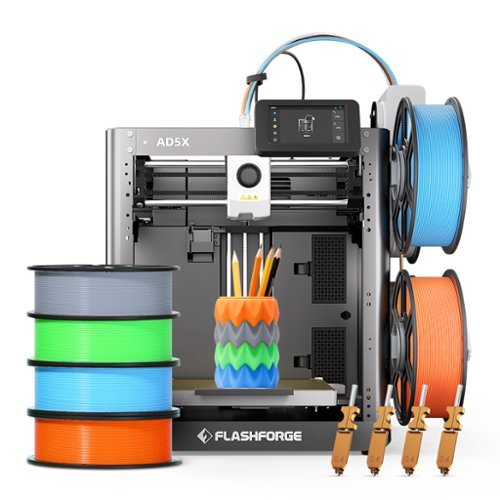 Flashforge - Adventurer AD5X 3D Printer + 4 PLA Filaments + 4 Nozzles - Black-Front_Standard 