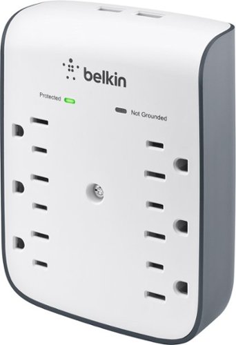  Belkin - SurgePlus 6-Outlet USB Wall-Mount Surge Protector - White