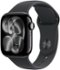 Apple Watch Series 11 (GPS) 42mm Jet Black Aluminum Case with Black Sport Band - S/M - Jet Black - (2025)-Front_Standard