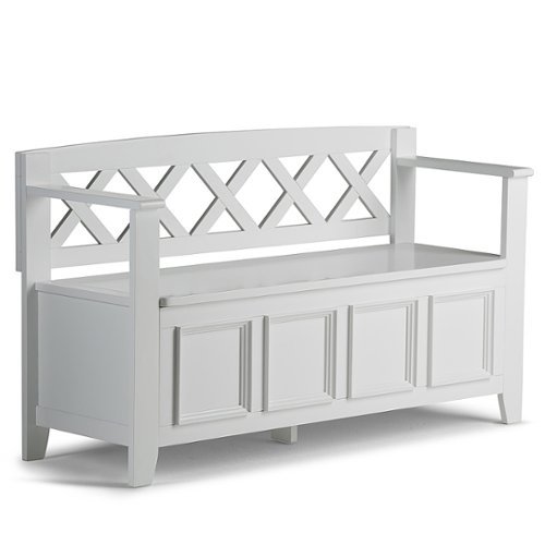 Simpli Home - Amherst Entryway Storage Bench - White-Front_Standard 
