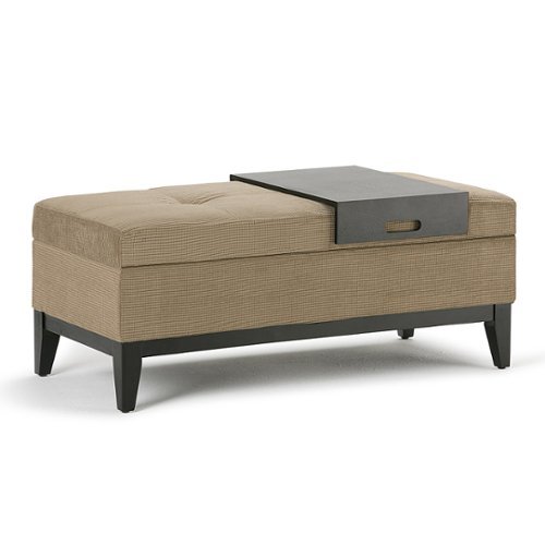Simpli Home - Oregon Rectangular Fabric Bench Ottoman With Inner Storage - Khaki Beige