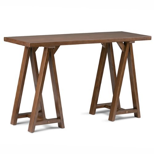 Simpli Home - Sawhorse Rectangular Solid Pine Console Table - Medium Saddle-Brown