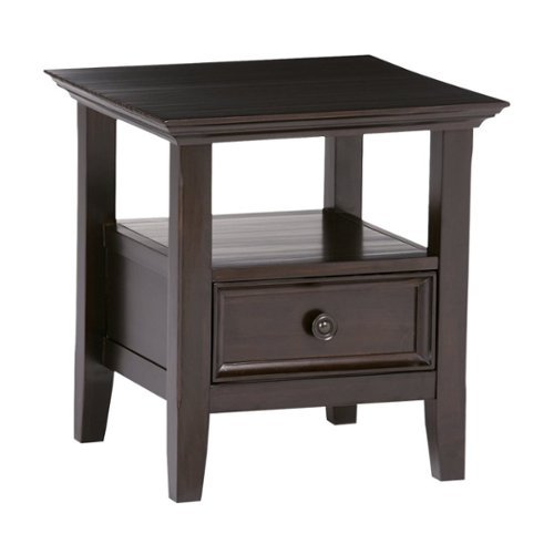 Simpli Home - Amherst Square Solid Pine Wood 1-Drawer End Table - Dark American-Brown