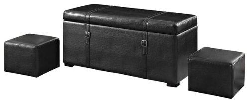 Simpli Home - Dorchester 5-Piece Rectangular Storage Ottoman Bench - Midnight Black