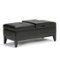 Simpli Home - Oregon Rectangular Polyurethane Faux Leather Bench Ottoman With Inner Storage - Midnight Black-Front_Standard