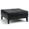 Simpli Home - Dover Square Polyurethane Faux Leather Bench Ottoman With Inner Storage - Midnight Black-Front_Standard