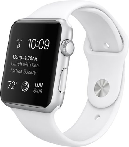 Apple - Apple Watch Sport (first-generation) 42mm Silver Aluminum Case - White Sports Band - White Sports Band