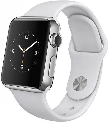  Apple Watch 38mm Stainless Steel Case - White Sports Band