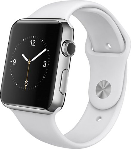  Apple Watch™ 42mm Stainless Steel Case - White Sports Band