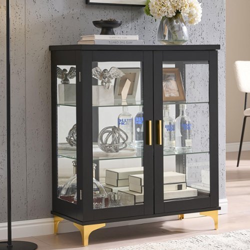 Kings Brand Furniture - Cataleya 3-Tier Curio Display Cabinet Organizer - Black-Front_Standard 
