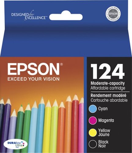  Epson - 124 Combo-Pack Standard Capacity - Black/Yellow/Cyan/Magenta Ink Cartridge - Cyan/Magenta/Yellow/Black